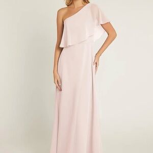 Azazie One-Shoulder Blush Maxi Gown